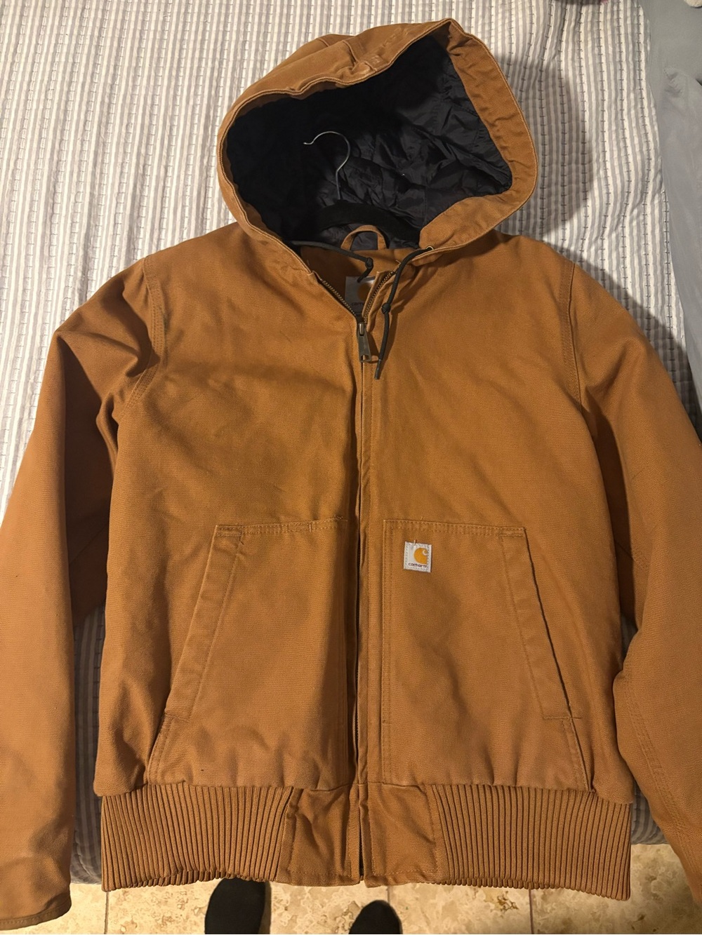 Carhartt Brown Hooded Duck Canvas Work Jacket